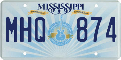 MS license plate MHQ874
