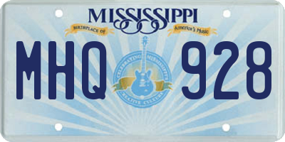 MS license plate MHQ928