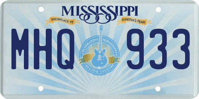 MS license plate MHQ933