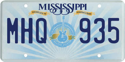 MS license plate MHQ935