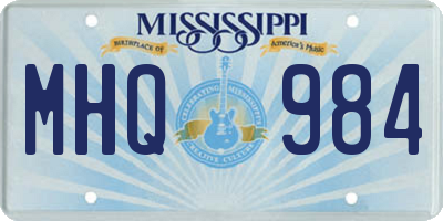 MS license plate MHQ984