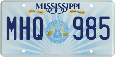 MS license plate MHQ985
