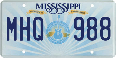 MS license plate MHQ988