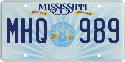 MS license plate MHQ989