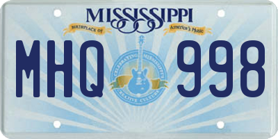 MS license plate MHQ998