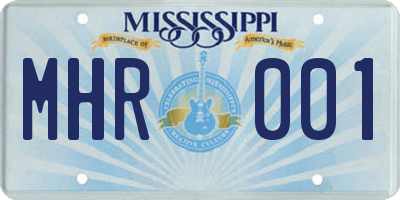 MS license plate MHR001