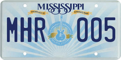 MS license plate MHR005