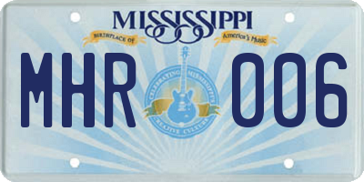 MS license plate MHR006