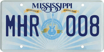 MS license plate MHR008
