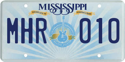 MS license plate MHR010