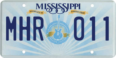 MS license plate MHR011