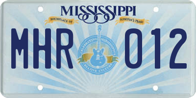 MS license plate MHR012