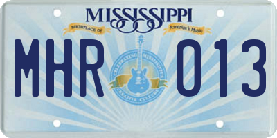 MS license plate MHR013