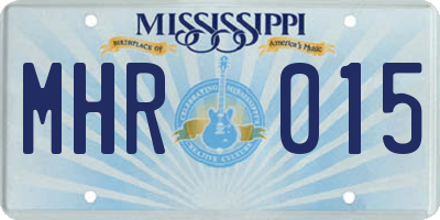 MS license plate MHR015