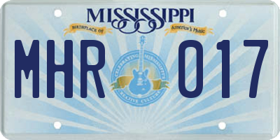 MS license plate MHR017