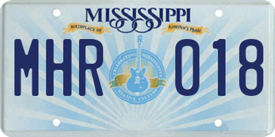 MS license plate MHR018