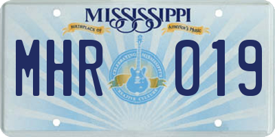 MS license plate MHR019