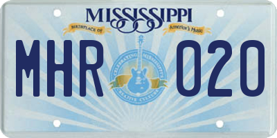 MS license plate MHR020