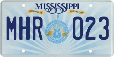 MS license plate MHR023