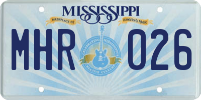 MS license plate MHR026