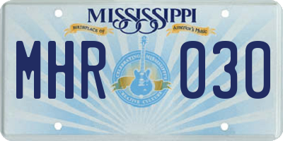 MS license plate MHR030