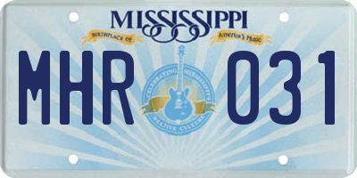MS license plate MHR031