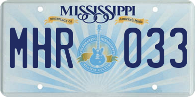 MS license plate MHR033