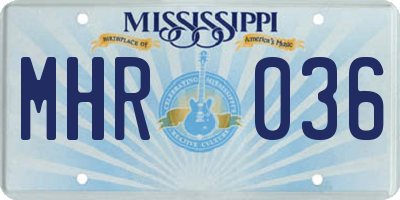 MS license plate MHR036