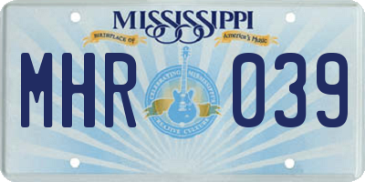 MS license plate MHR039