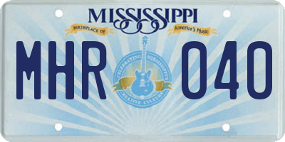MS license plate MHR040