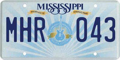 MS license plate MHR043