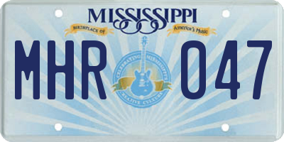 MS license plate MHR047