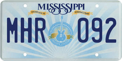 MS license plate MHR092