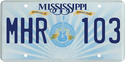 MS license plate MHR103