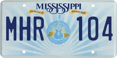 MS license plate MHR104