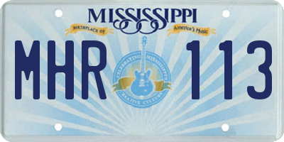 MS license plate MHR113