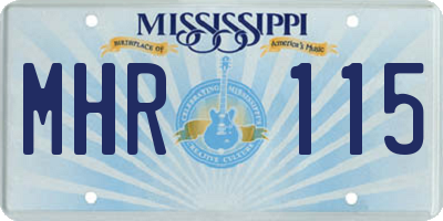 MS license plate MHR115