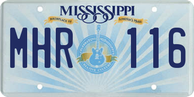 MS license plate MHR116