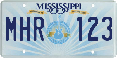 MS license plate MHR123