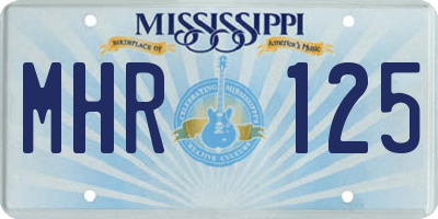 MS license plate MHR125