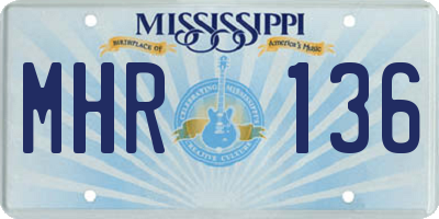 MS license plate MHR136