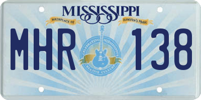 MS license plate MHR138