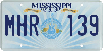 MS license plate MHR139