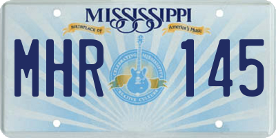 MS license plate MHR145