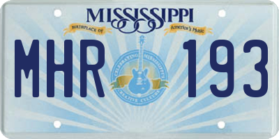 MS license plate MHR193