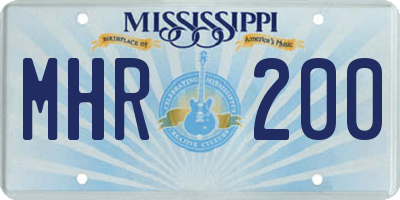 MS license plate MHR200
