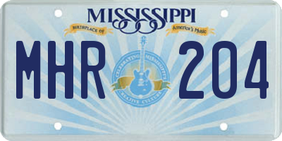 MS license plate MHR204
