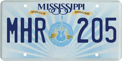 MS license plate MHR205