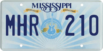 MS license plate MHR210