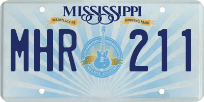 MS license plate MHR211